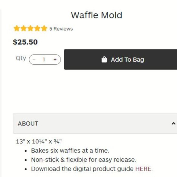 Epicure Silicone Waffle Mold - Picture 2 of 4